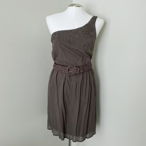 NWT CITY STUDIO Olive Green One Shoulder Dress